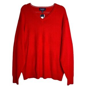 Daniel Cremieux Mens Large Red Cashmere V-Neck Pullover Long Sleeve Sweater  NWT